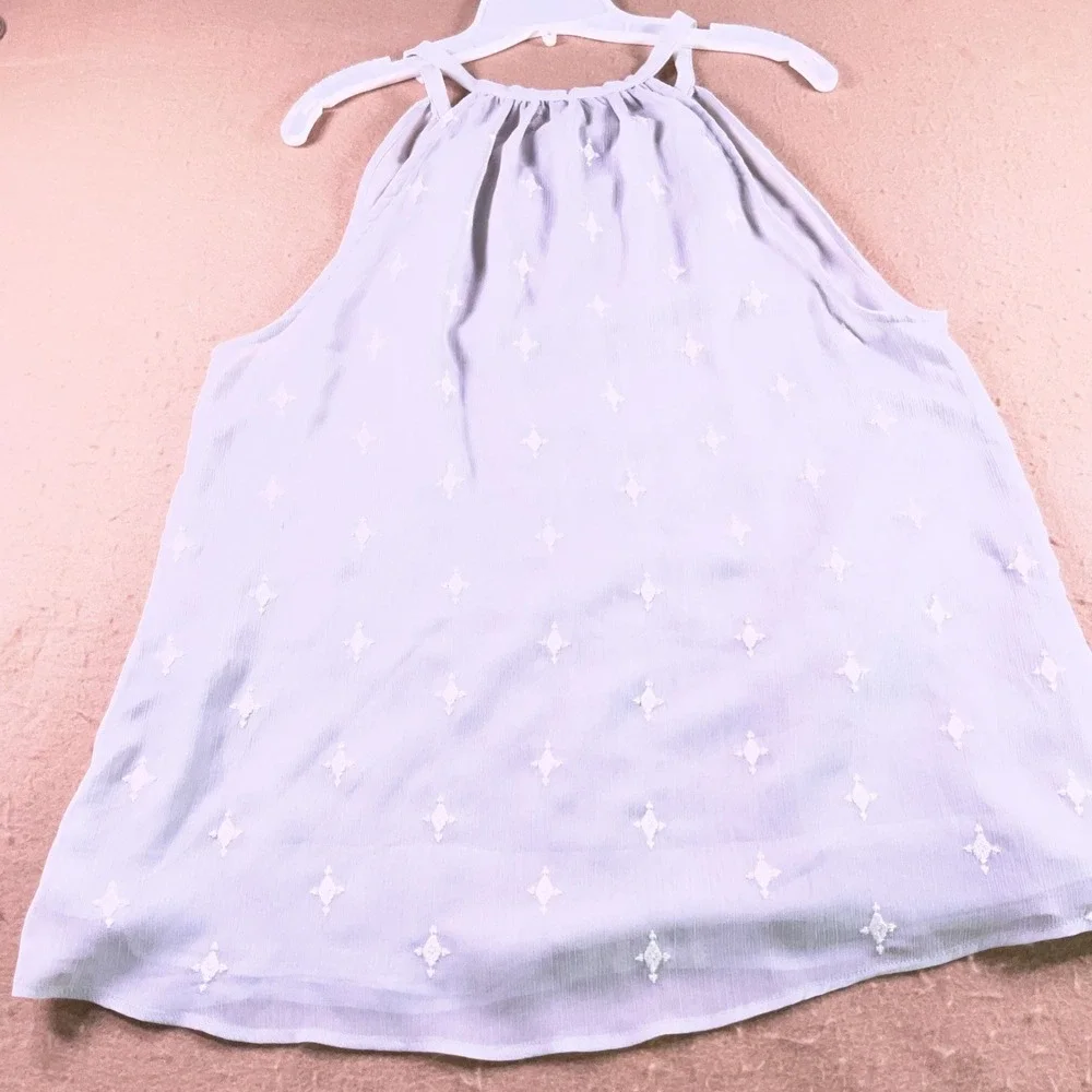 BKE Boutique Lavender Embroidered Halter Tank Top Crochet Lace Detail Large - Picture 8 of 10